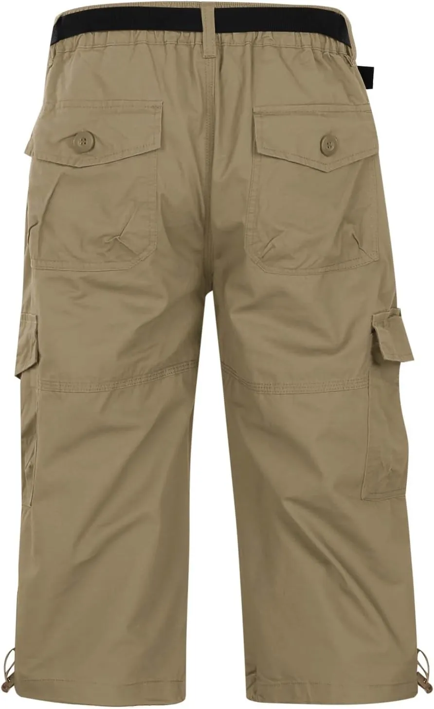 Men's Mid Rise Cotton Capri Hiking Shorts Drawstring Multi Pocket Cargo Shorts 2025 Trendy Elastic Waist Cropped Cargo Pants