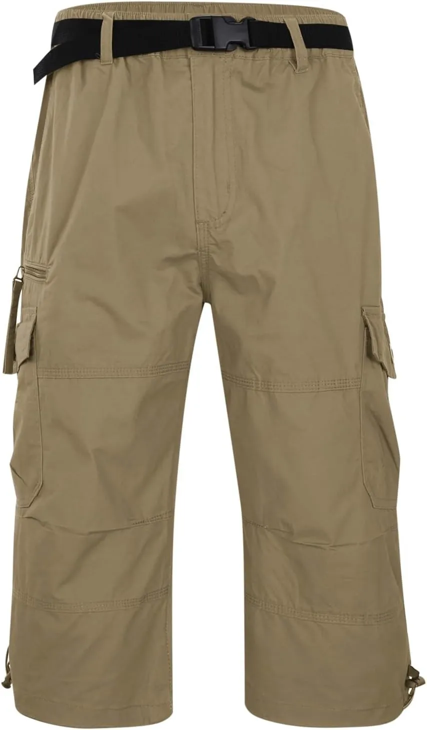 Men's Mid Rise Cotton Capri Hiking Shorts Drawstring Multi Pocket Cargo Shorts 2025 Trendy Elastic Waist Cropped Cargo Pants