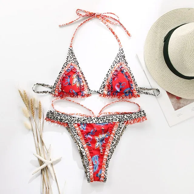 Miyouj Sexy Bandeau Bikini Bandage Swimwear Women Solid Swimwear Bathing Suits Rings Bikini Set Hollow Out Biquini Swimwear