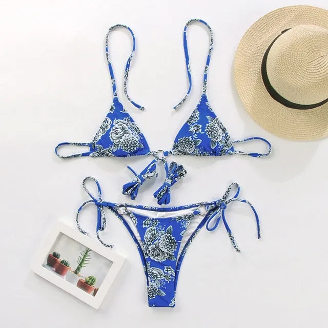 Miyouj Sexy Bandeau Bikini Bandage Swimwear Women Solid Swimwear Bathing Suits Rings Bikini Set Hollow Out Biquini Swimwear