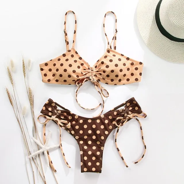 Miyouj Sexy Bandeau Bikini Bandage Swimwear Women Solid Swimwear Bathing Suits Rings Bikini Set Hollow Out Biquini Swimwear