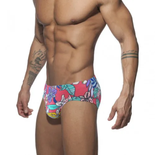 New Low Waist Swimwear Push Pad Swim Briefs Print Men Swimsuit Sexy