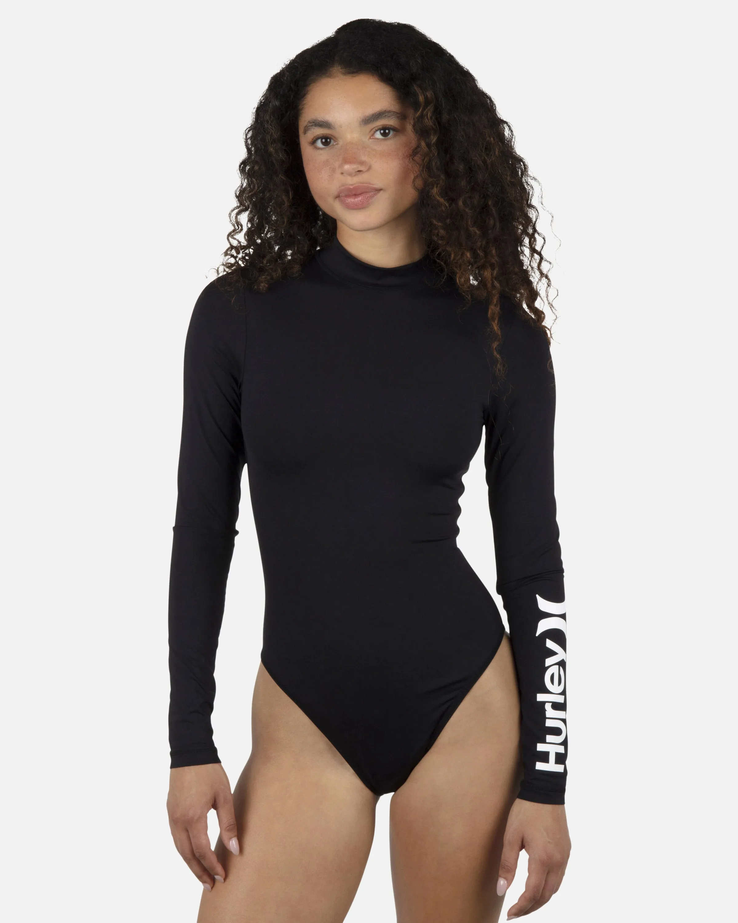 One And Only Solid Mock Neck Zip Back Moderate Surf Suit