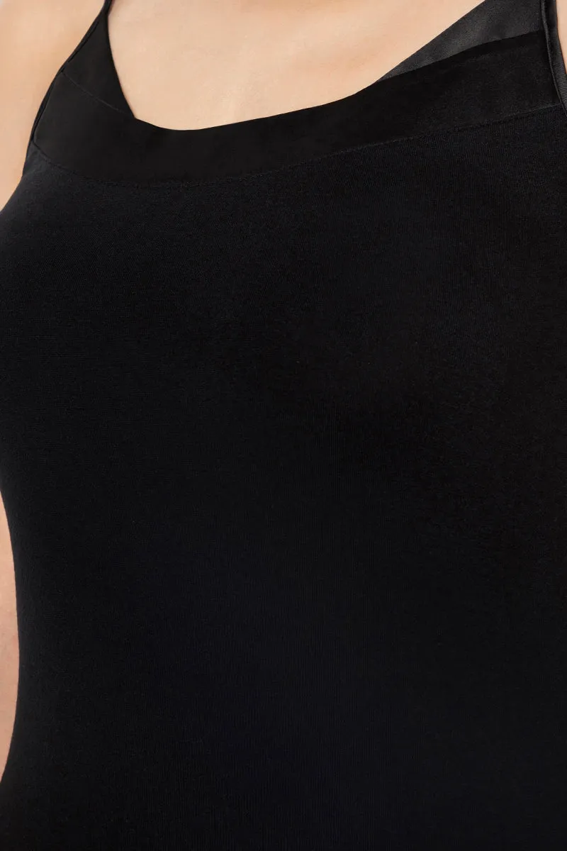 Satin Edge Sleep Chemise - Black