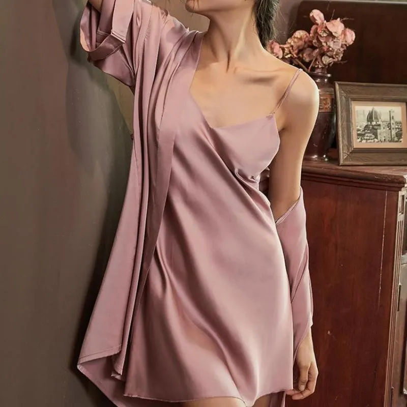 Satin Robe with Matching Nightgown