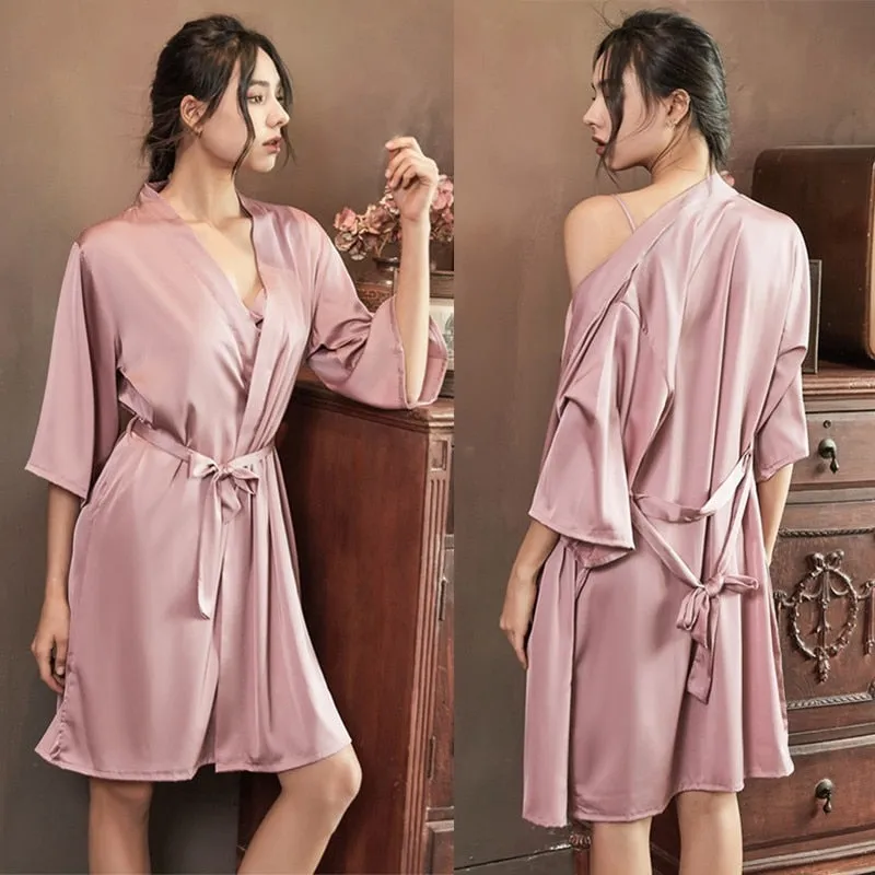 Satin Robe with Matching Nightgown