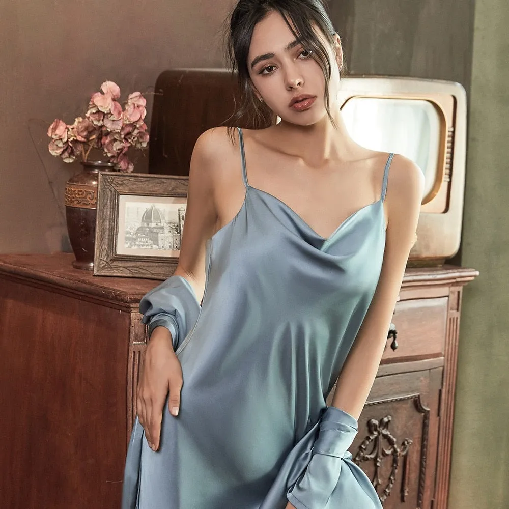 Satin Robe with Matching Nightgown