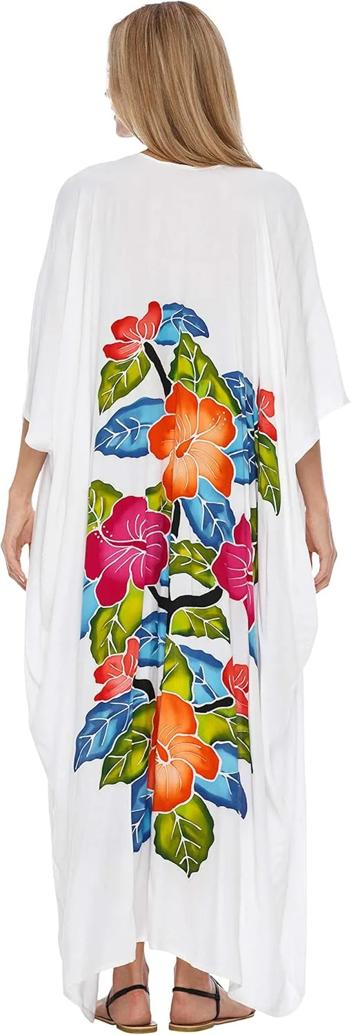SHU-SHI Womens Kimono Cardigan Open Front Floral Robe Beach Cover Up One Size