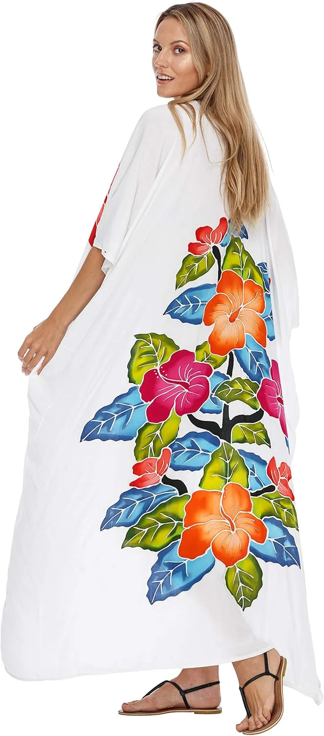 SHU-SHI Womens Kimono Cardigan Open Front Floral Robe Beach Cover Up One Size