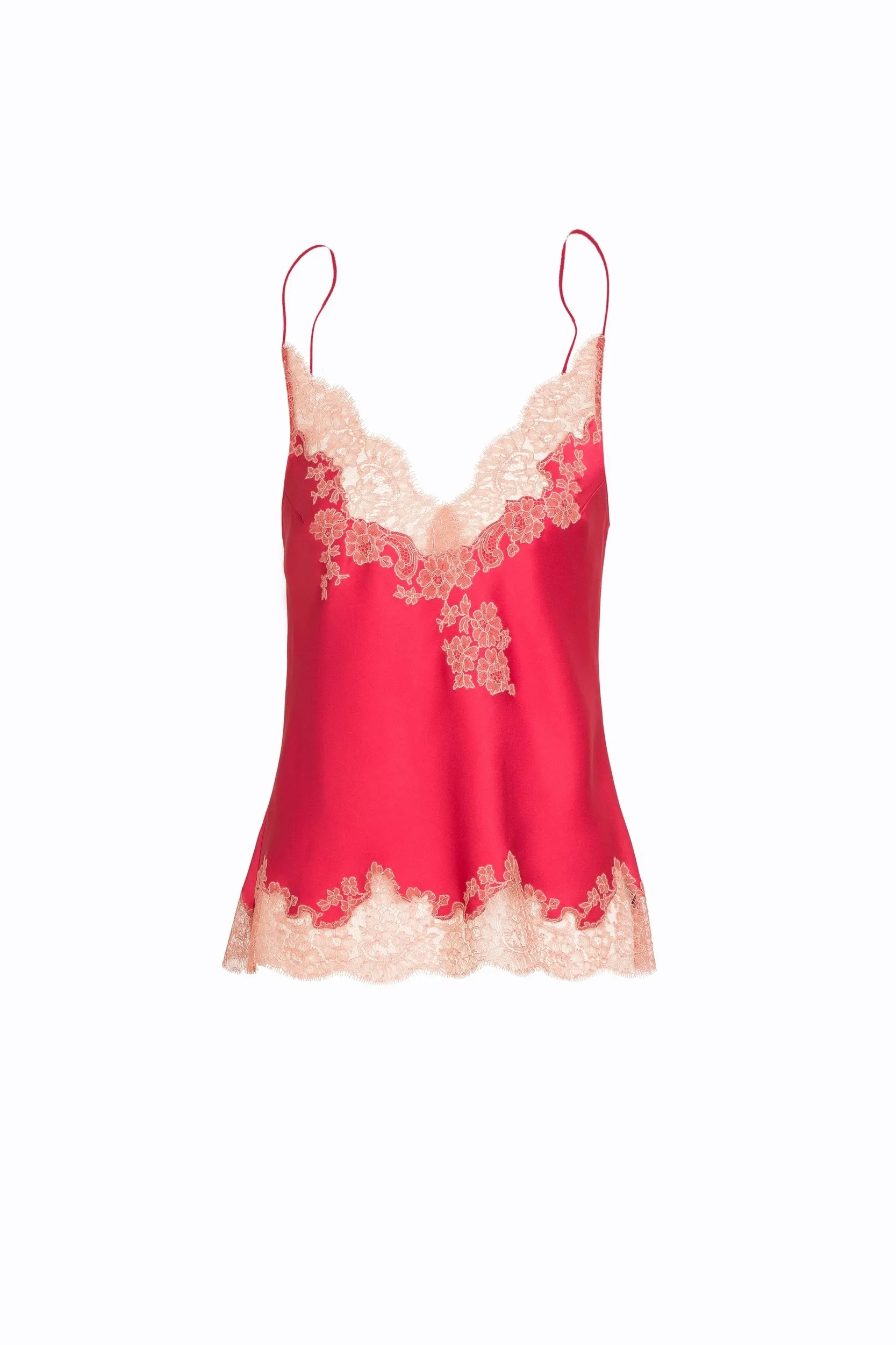 Silk camisole - Love red and dusty pink Ceres lace