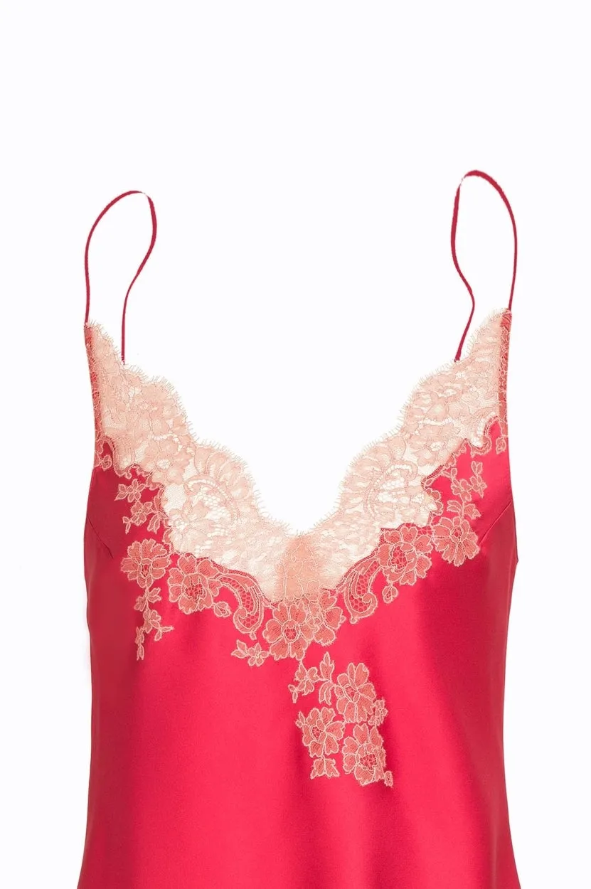 Silk camisole - Love red and dusty pink Ceres lace