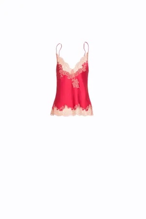 Silk camisole - Love red and dusty pink Ceres lace