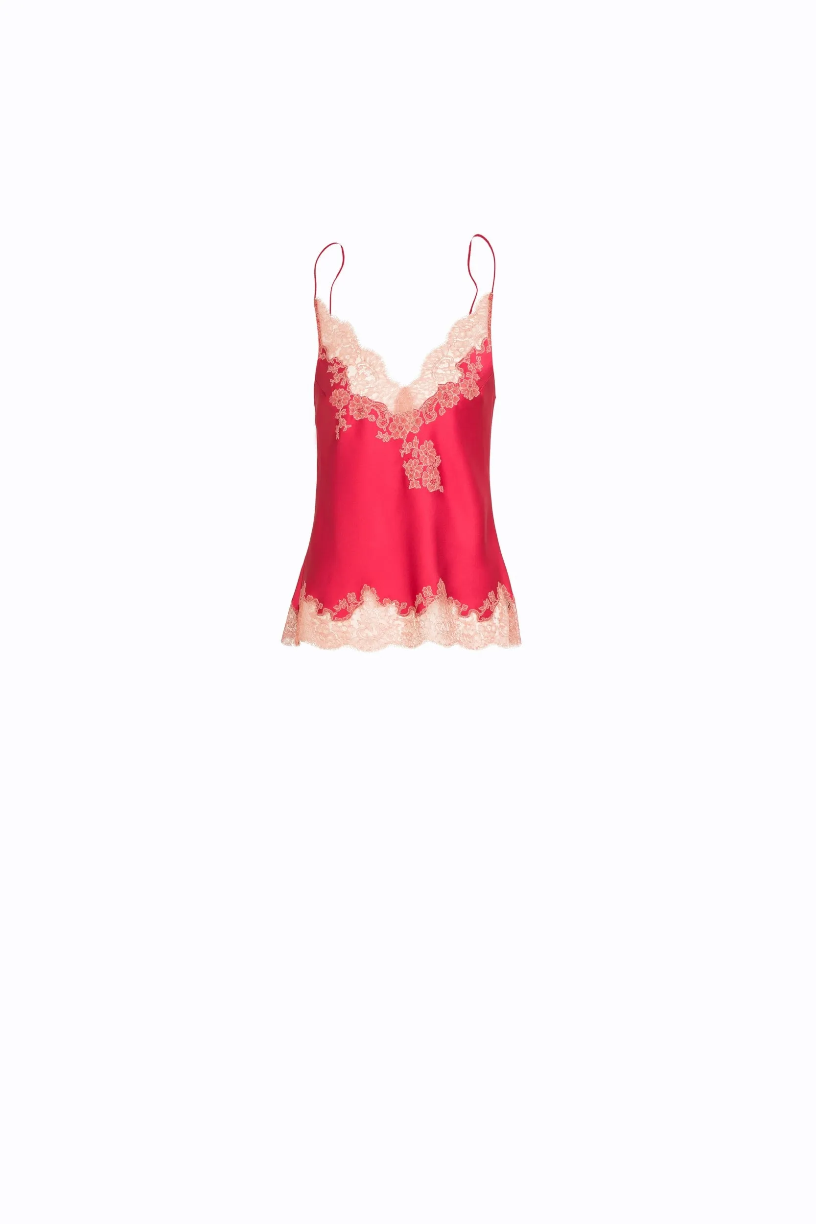 Silk camisole - Love red and dusty pink Ceres lace