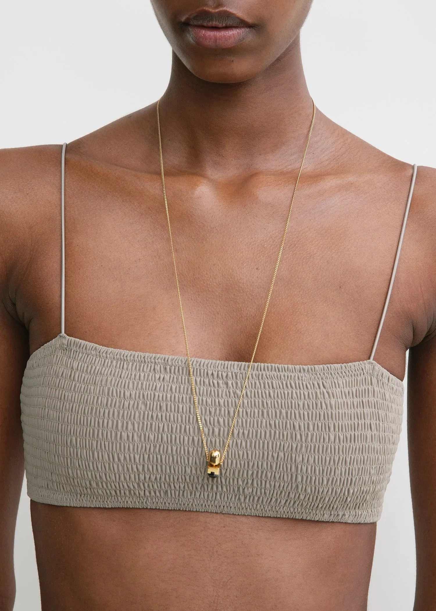 Smocked bikini top dove