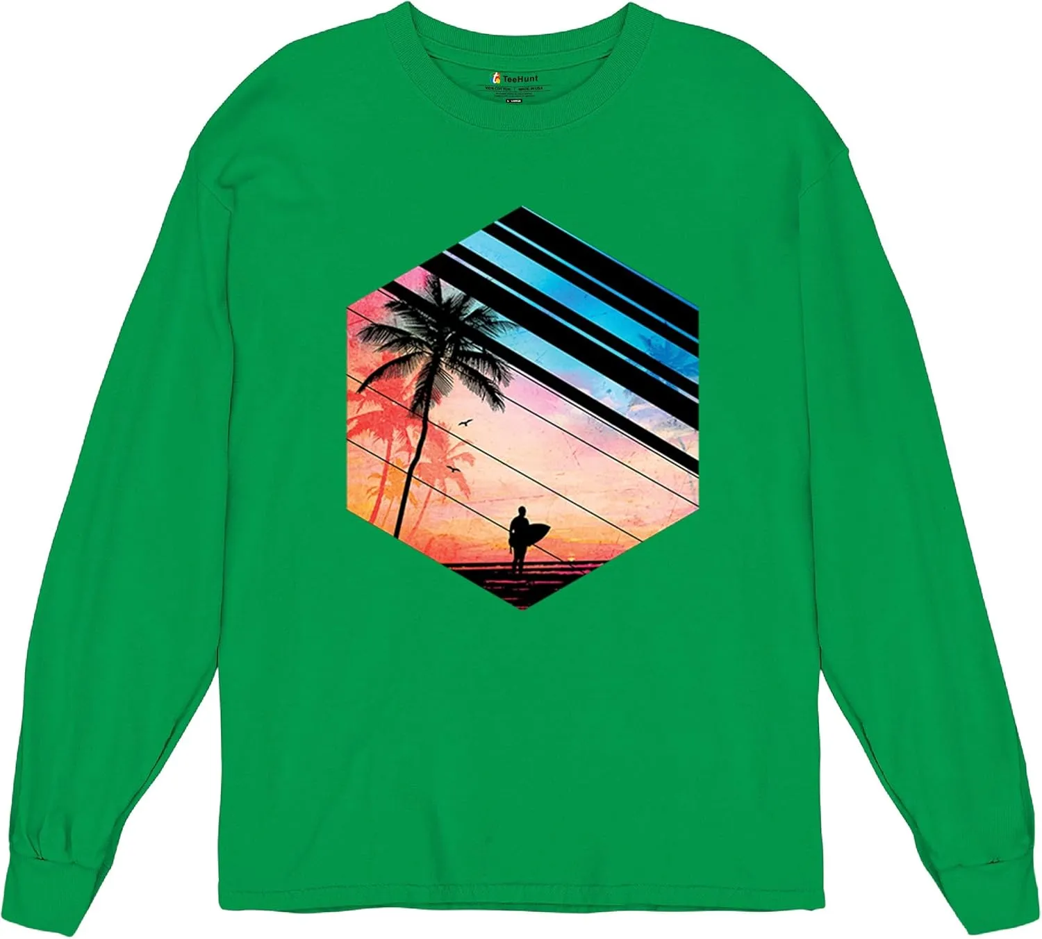Surfer Paradise Long Sleeve T-Shirt Vintage Ocean Summer Surfing Wave Vacation Sea Beach Surfboard Peddle Boarding