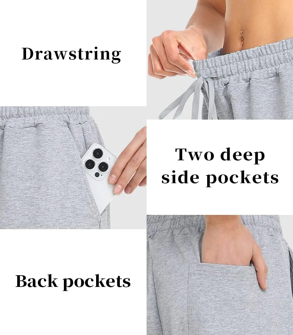 TARSE Women's Bermuda Shorts Long Cotton Loose with Pockets Knee Length for Yoga Casual Walking Exercise Shorts