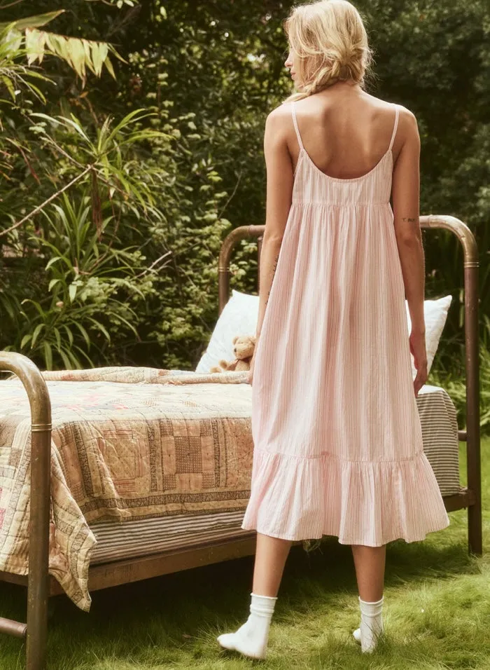 THE GREAT~ Ruffle tank nightdress Slumber Stripe