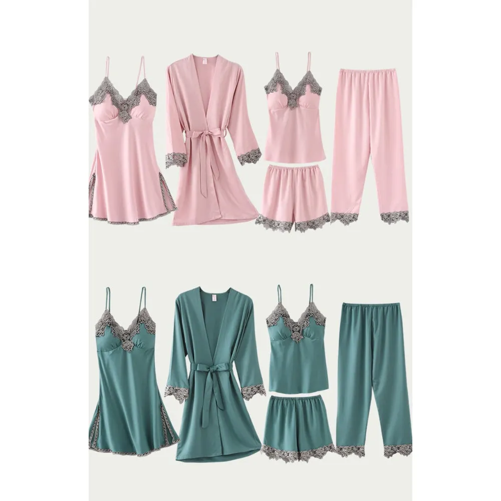 Women Gown Set V-Neck Nighties Wear