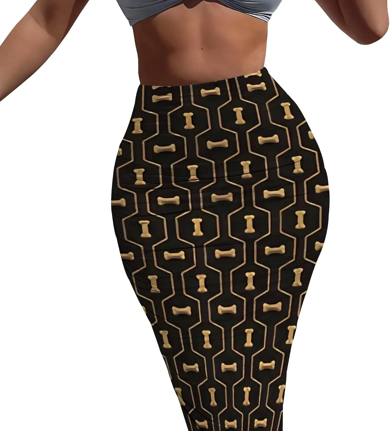 Women's Casual Ruched High Waist Bodycon Party Club Night Out Pencil Suit Skirt Elegant Stretchy Below Knee Work Skirt Dress